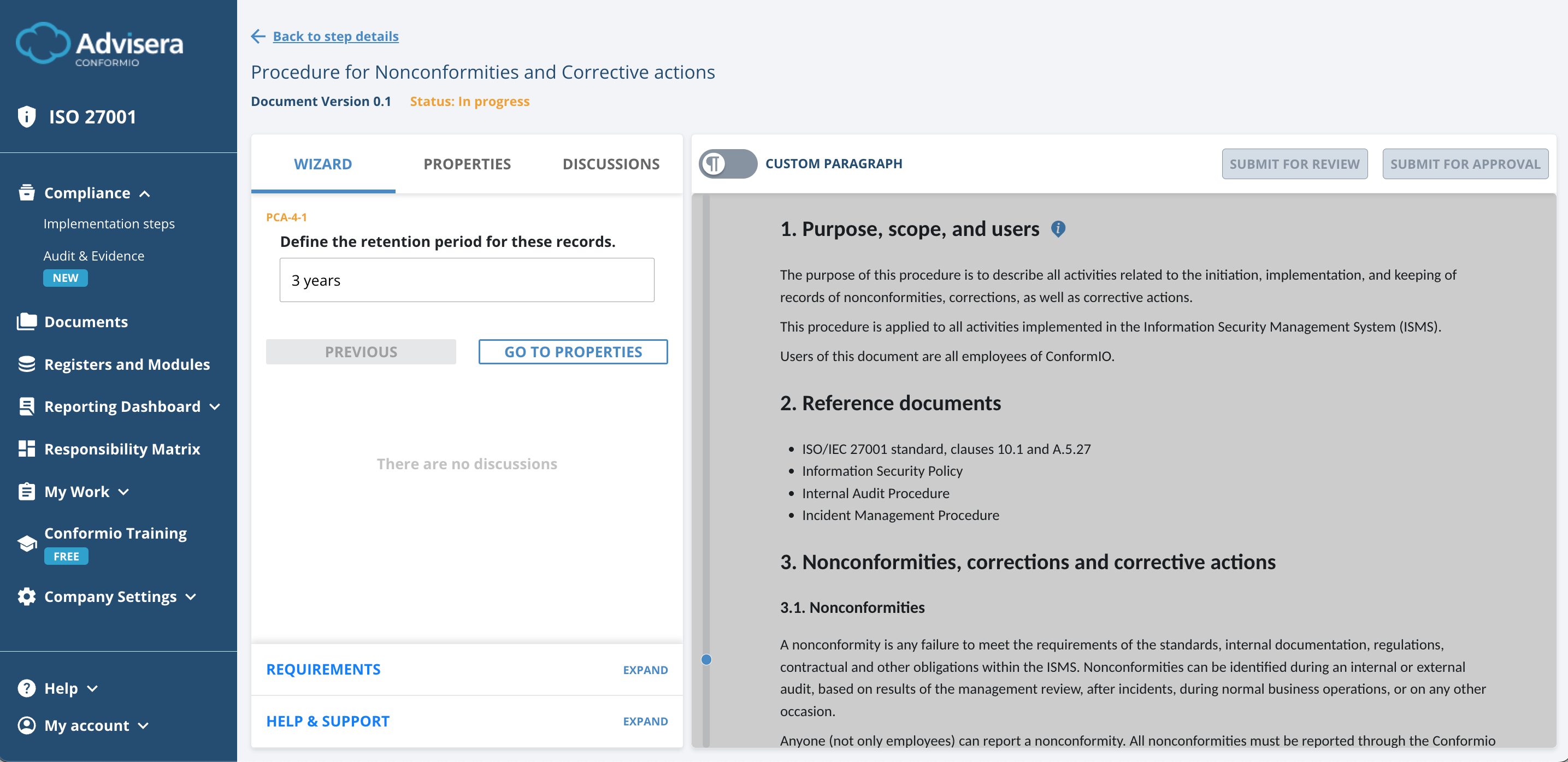 List of ISO 27001 documents in Conformio - Advisera Help Center