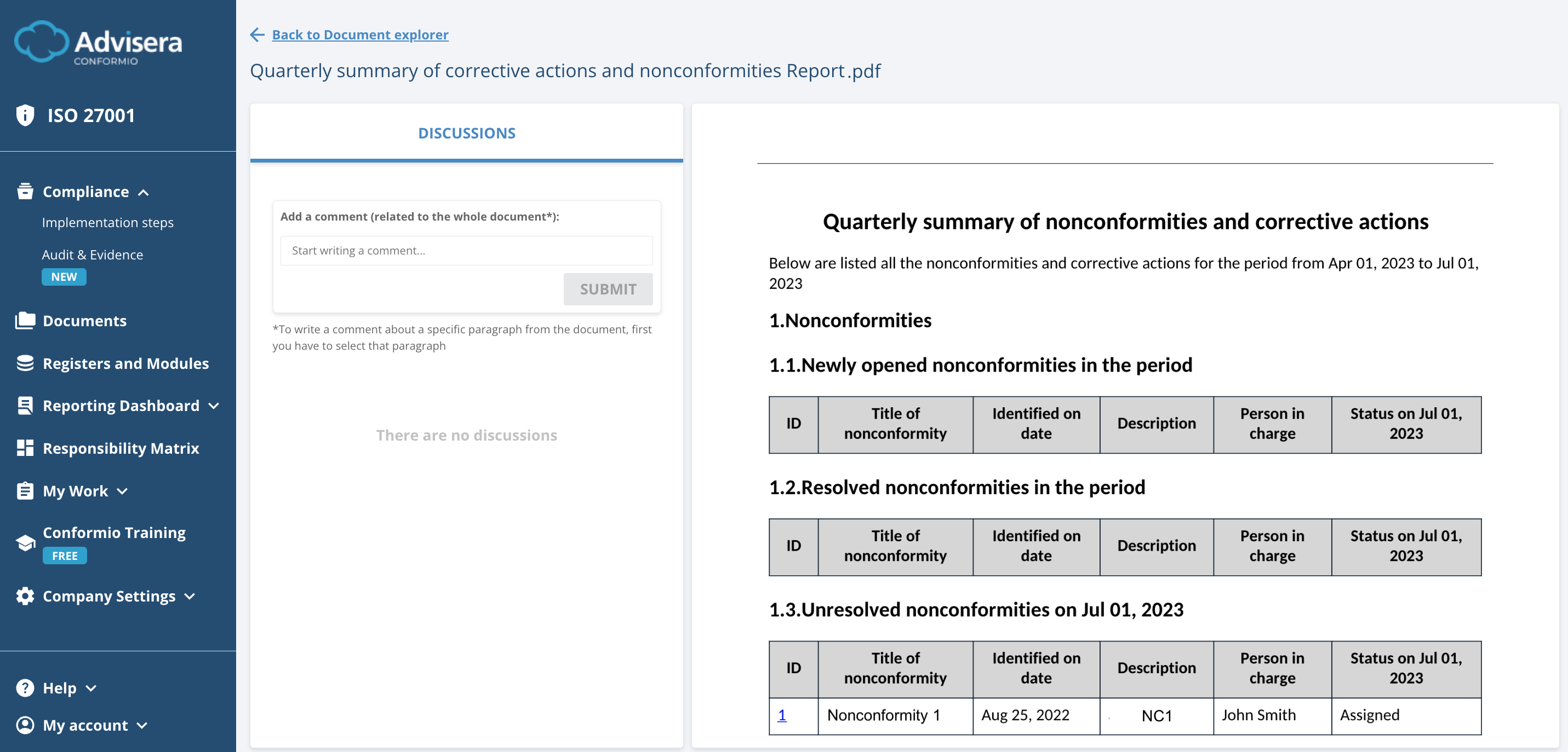 List of ISO 27001 documents in Conformio - Advisera Help Center