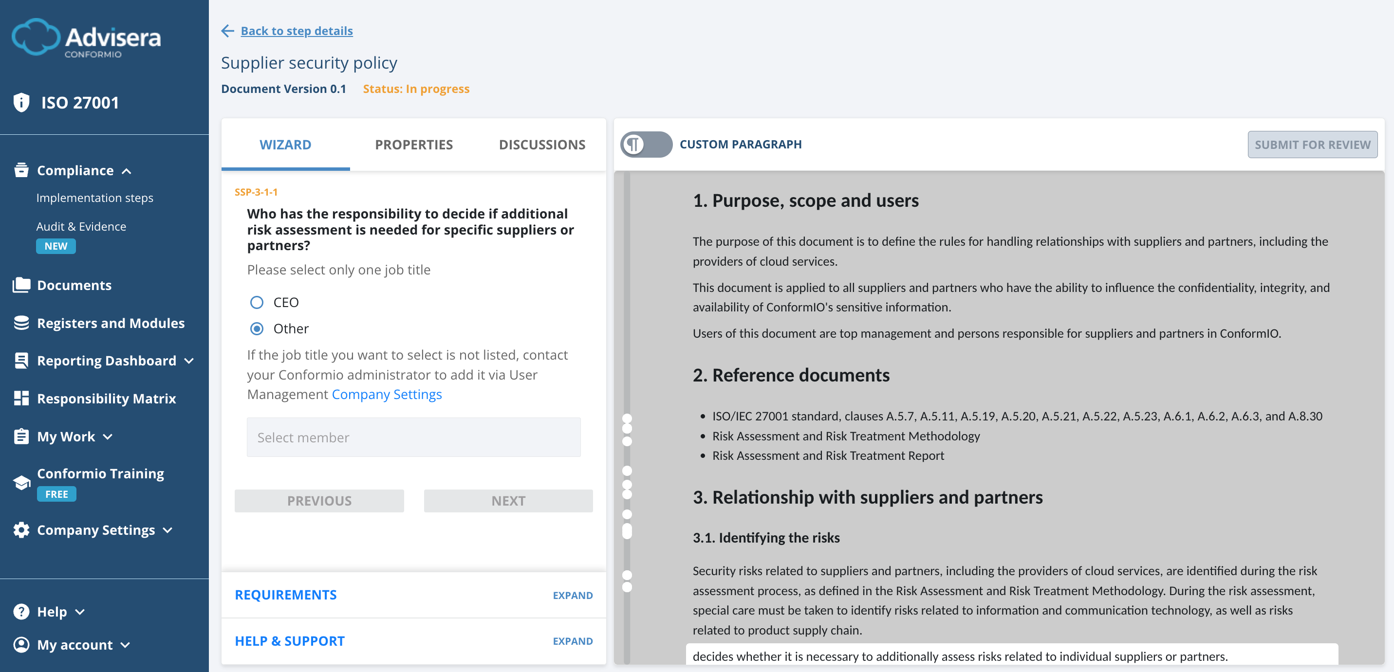 List of ISO 27001 documents in Conformio - Advisera Help Center