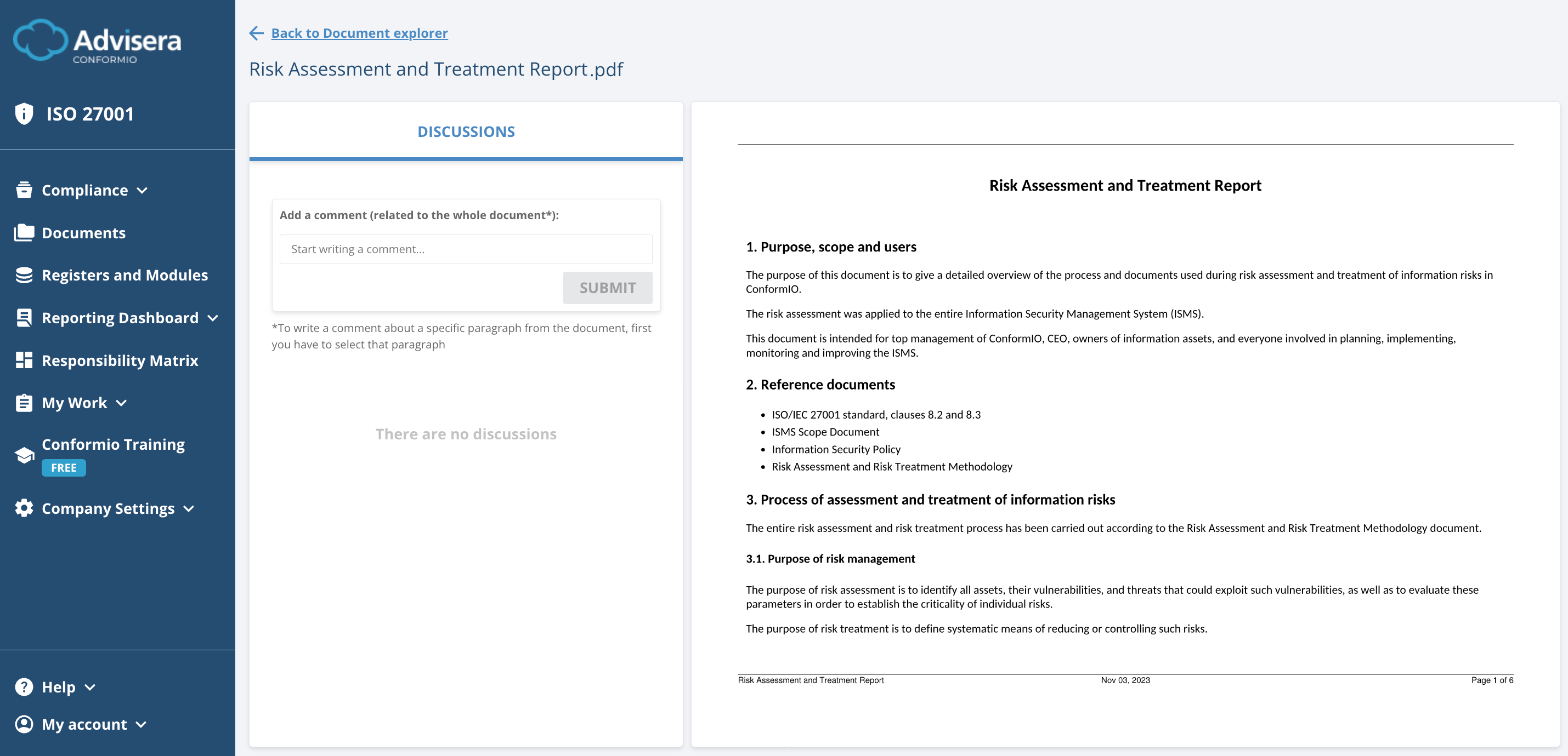 List of ISO 27001 documents in Conformio - Advisera Help Center