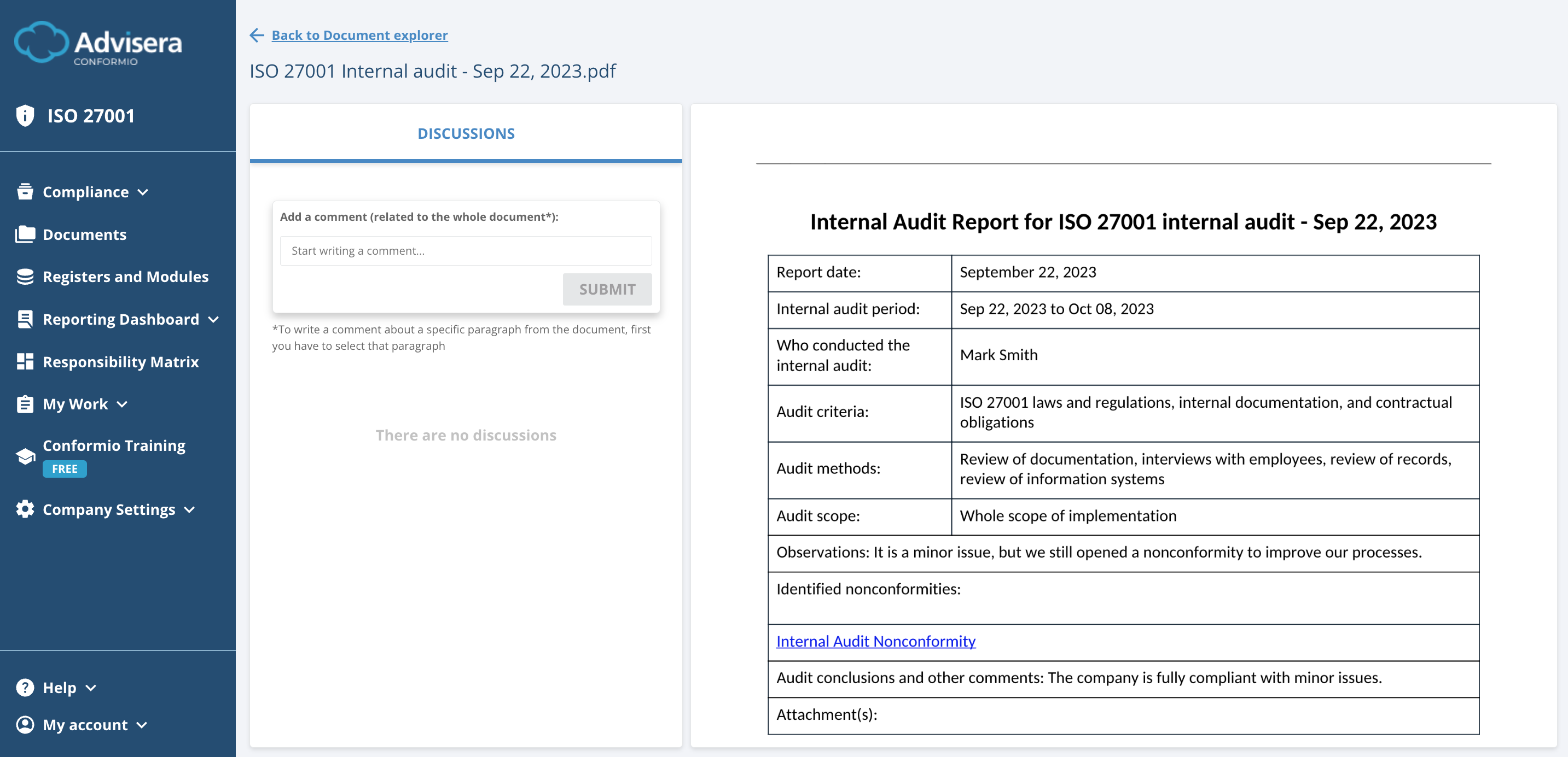 List of ISO 27001 documents in Conformio - Advisera Help Center
