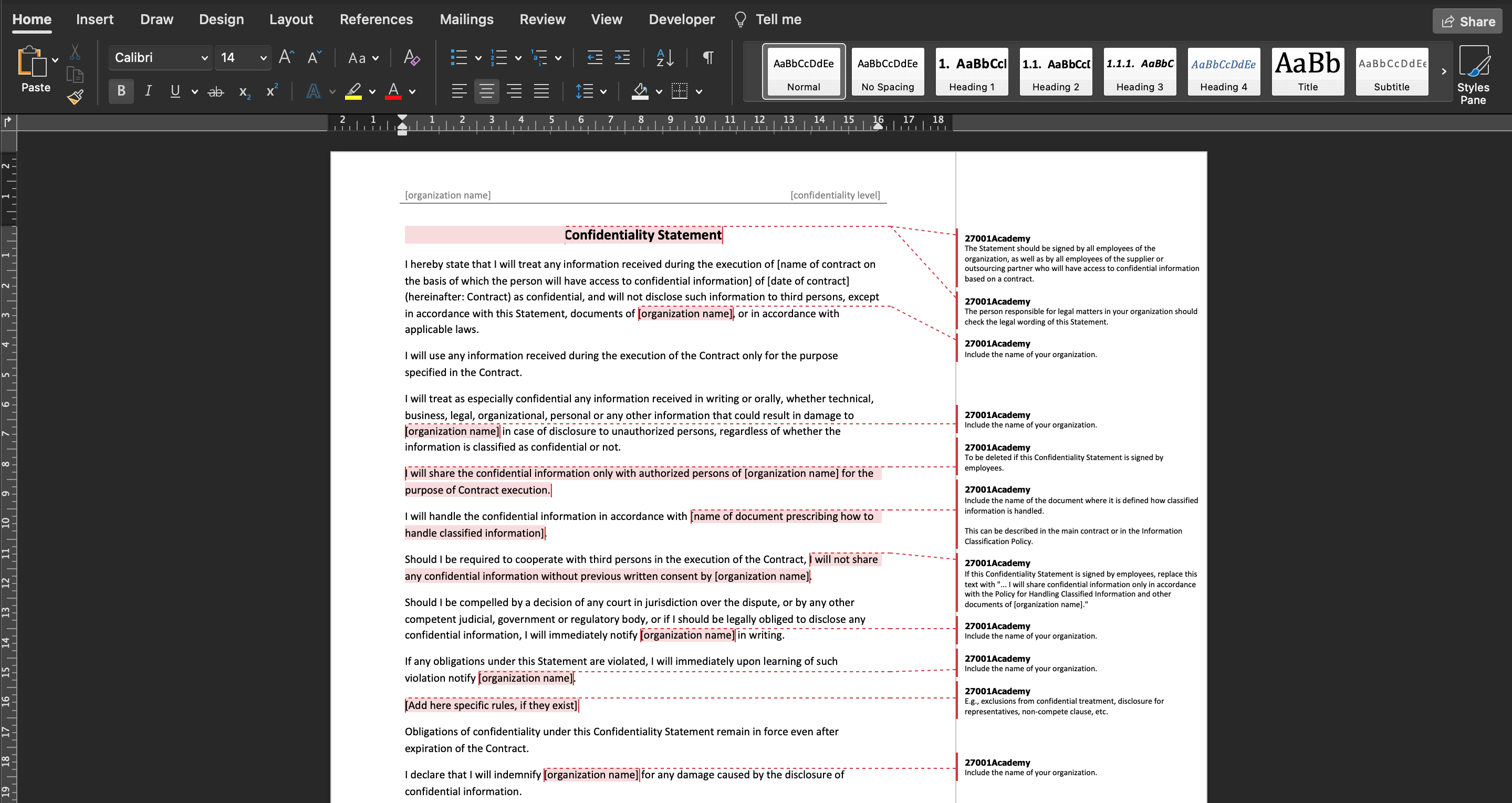 List of ISO 27001 documents in Conformio - Advisera Help Center