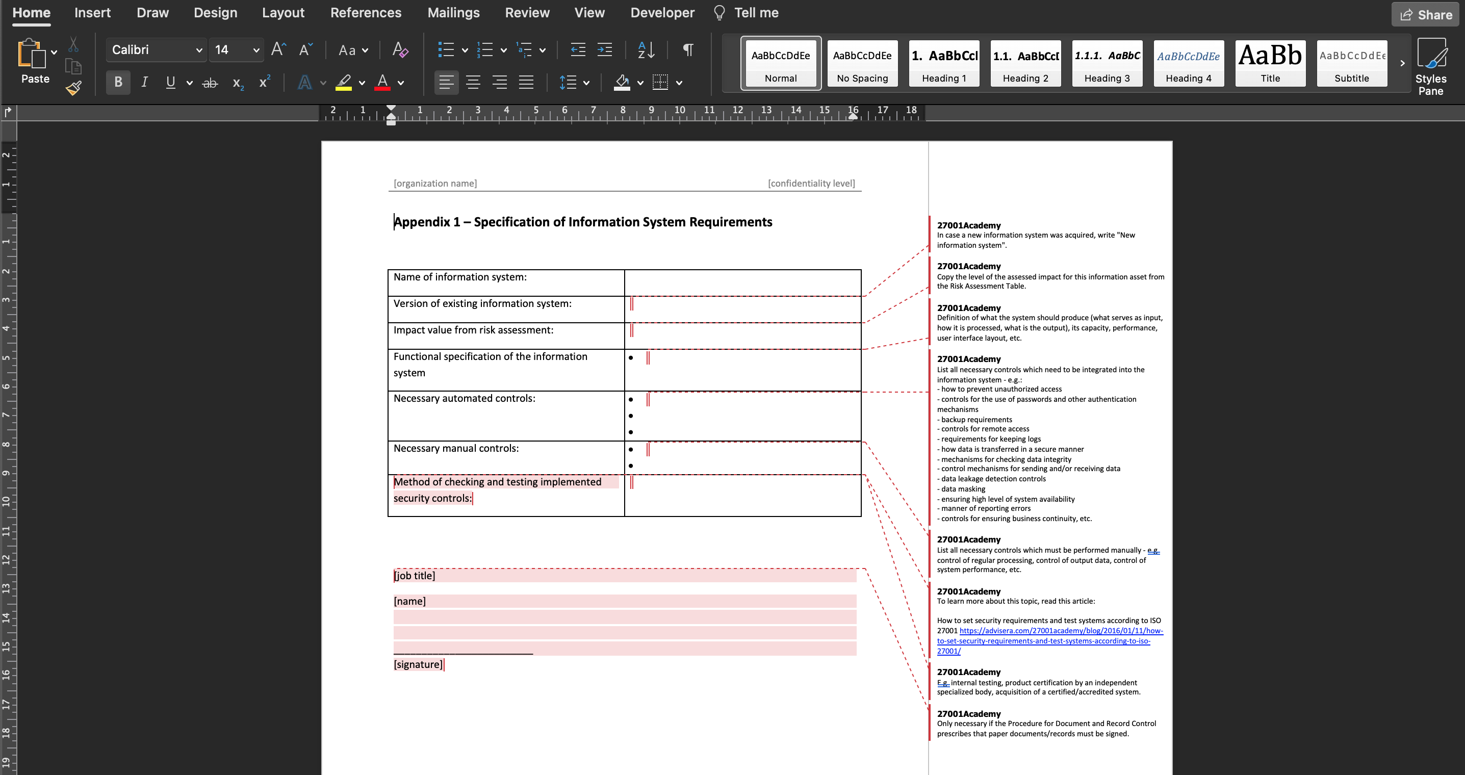 List of ISO 27001 documents in Conformio - Advisera Help Center