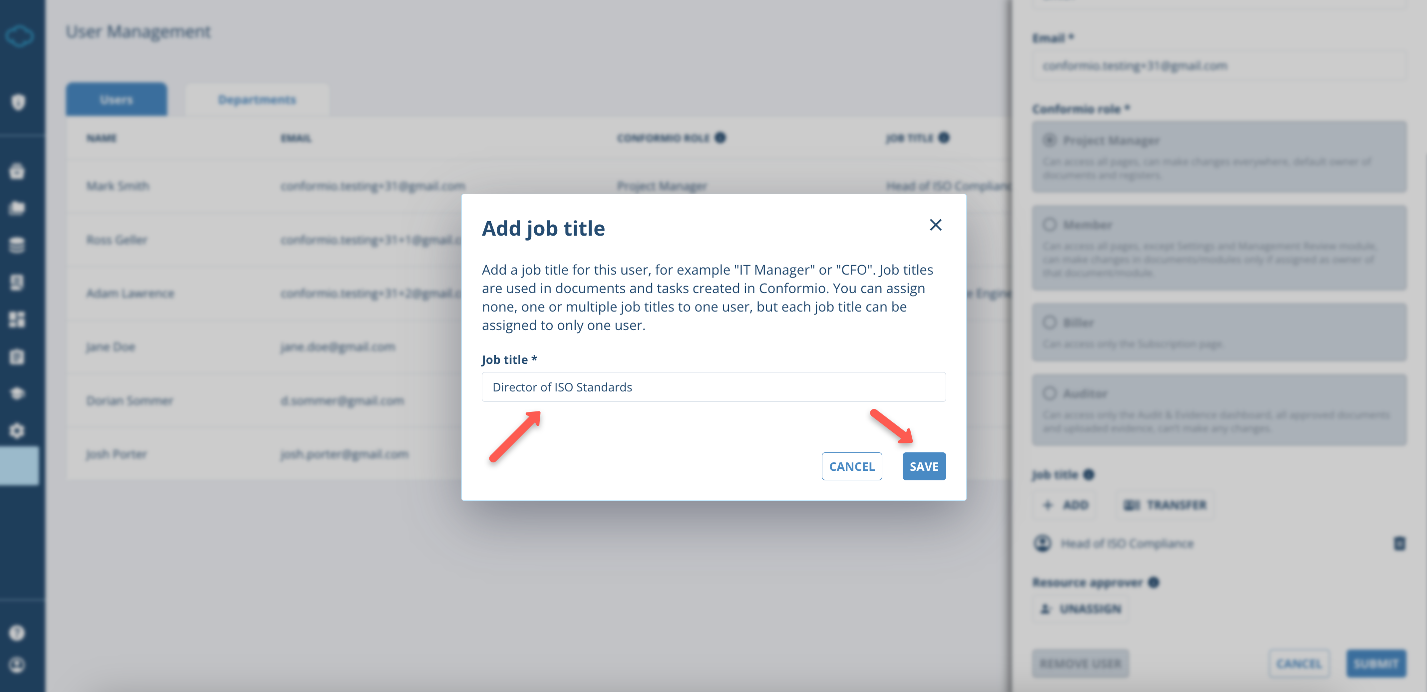 User Management in Conformio - Advisera Help Center