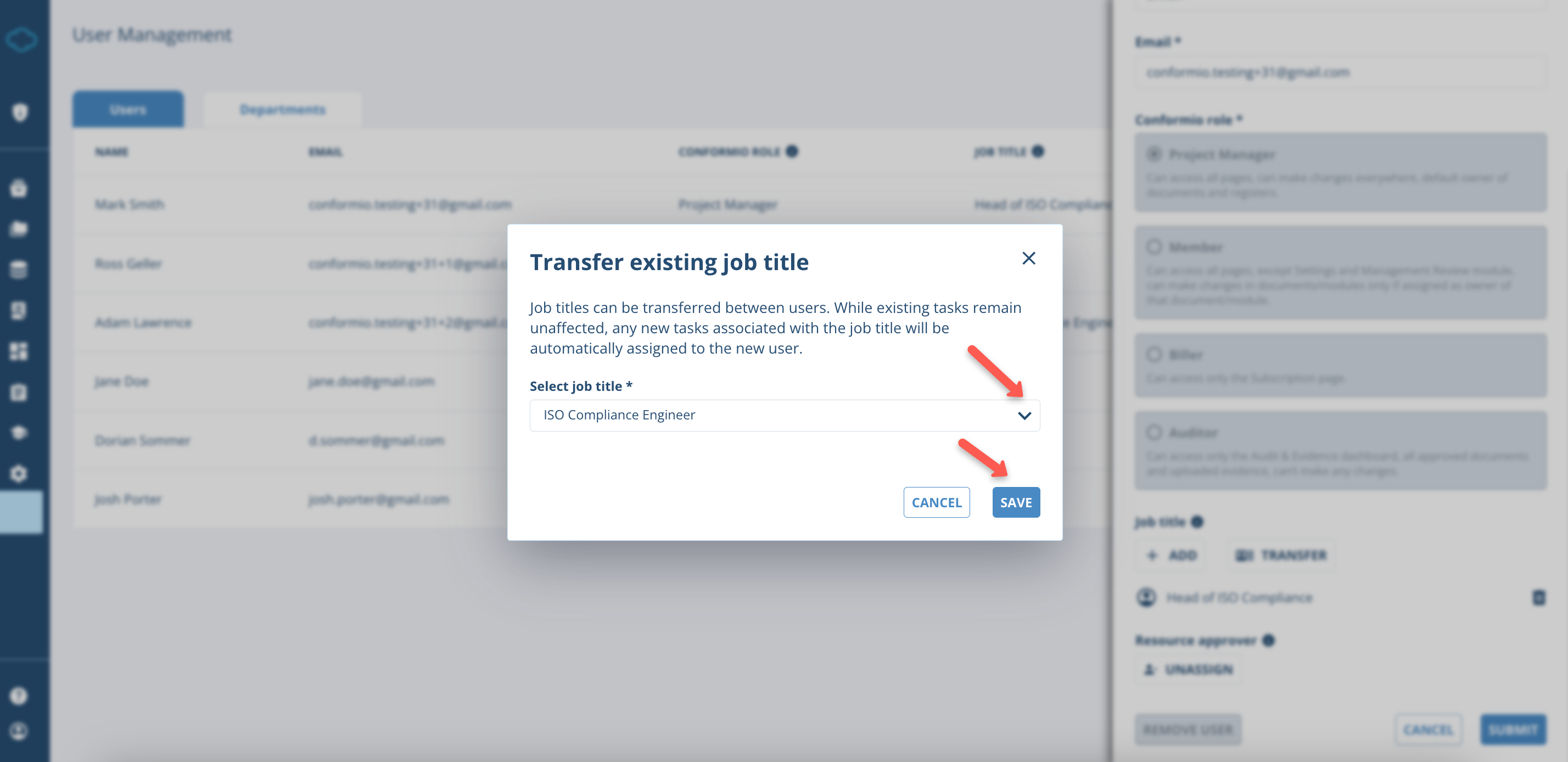User Management in Conformio - Advisera Help Center