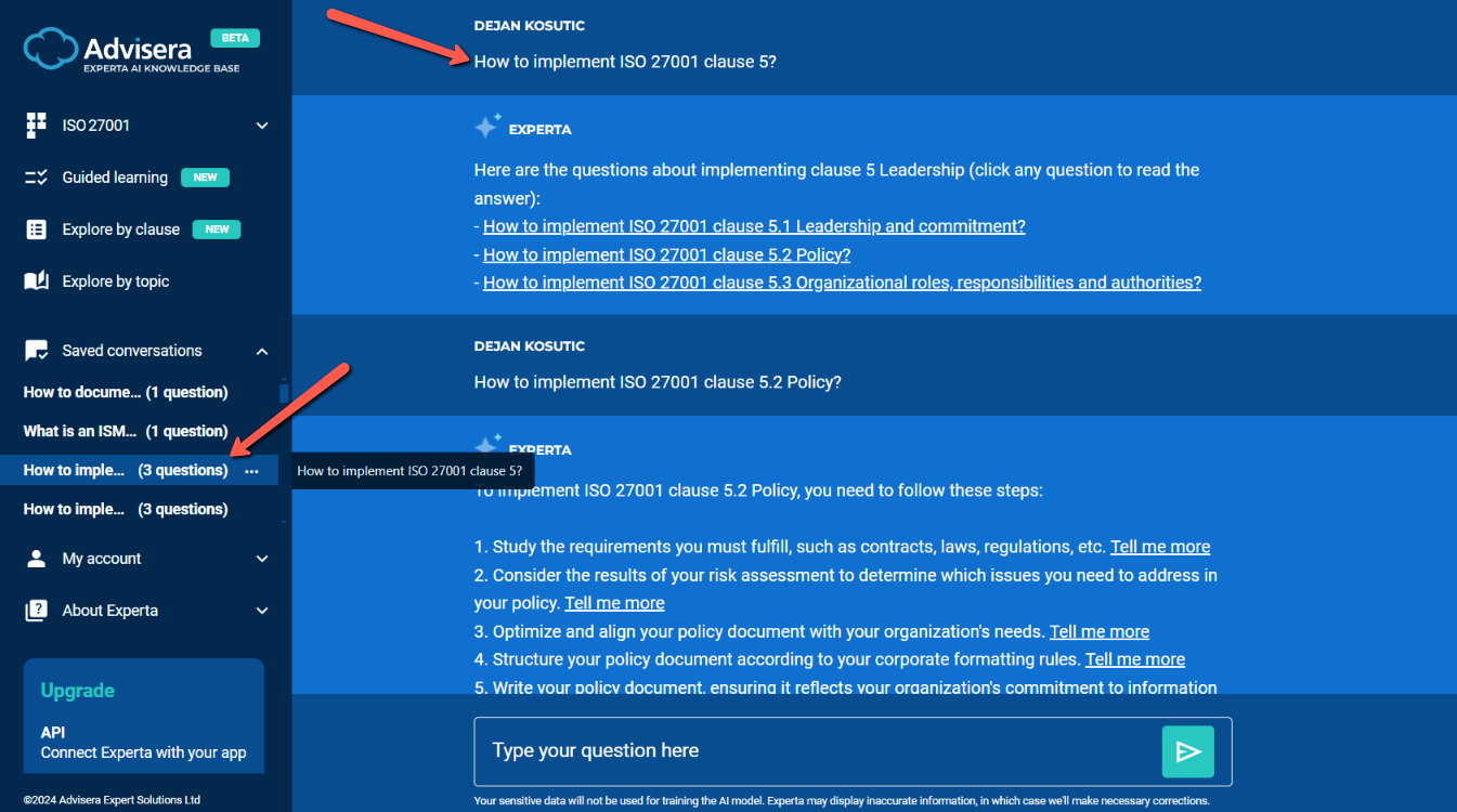 How to use Experta as an implementer - Advisera Help Center