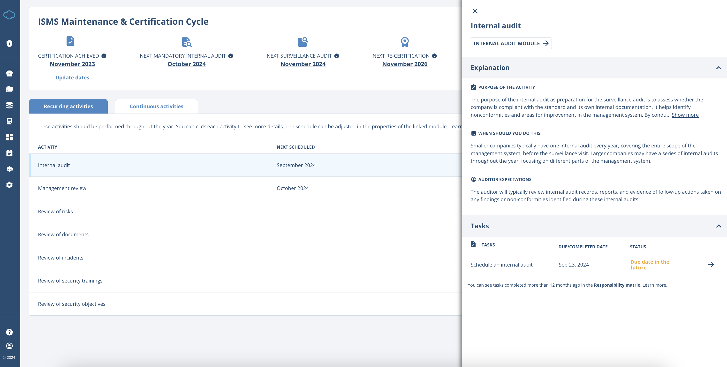 Maintenance Module - Advisera Help Center