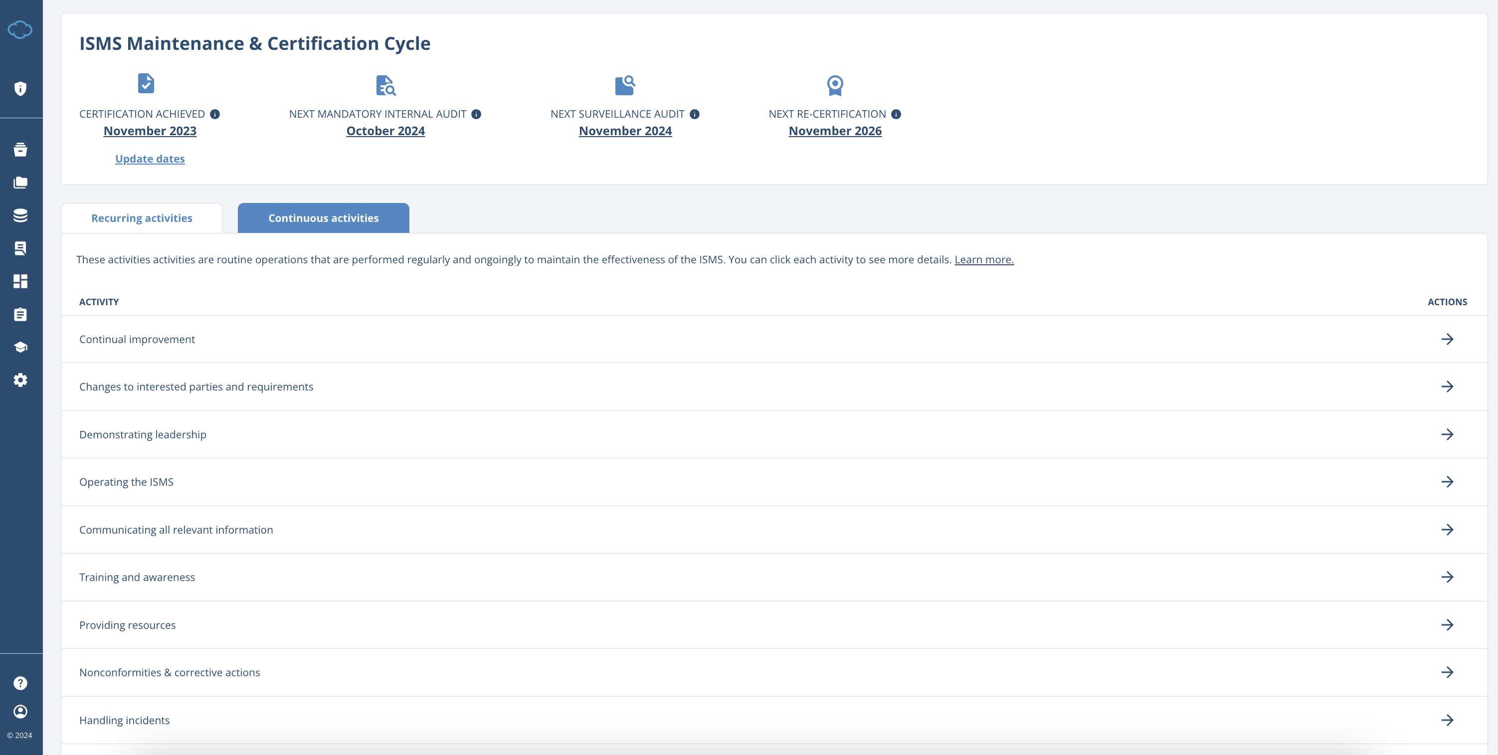 Maintenance Module - Advisera Help Center