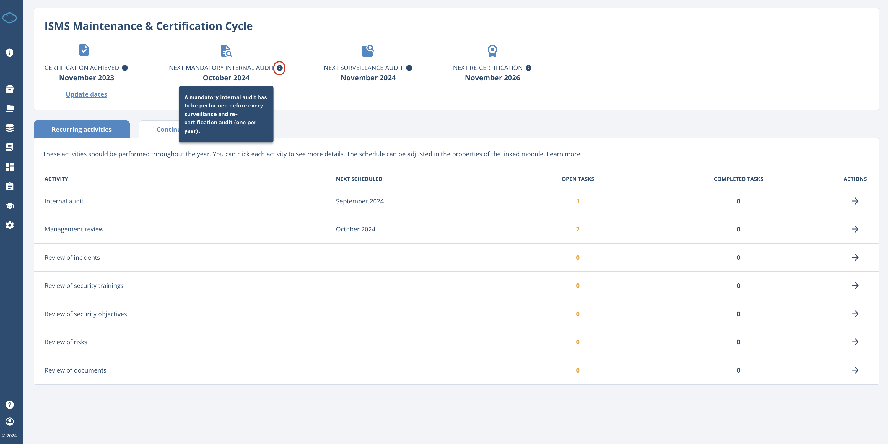 Maintenance Module - Advisera Help Center