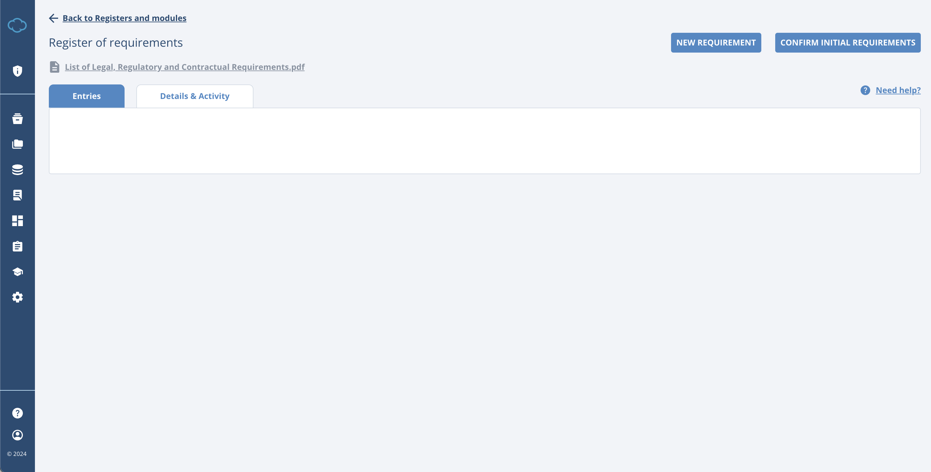 Register of Requirements Register of Requirements - Advisera Help Center