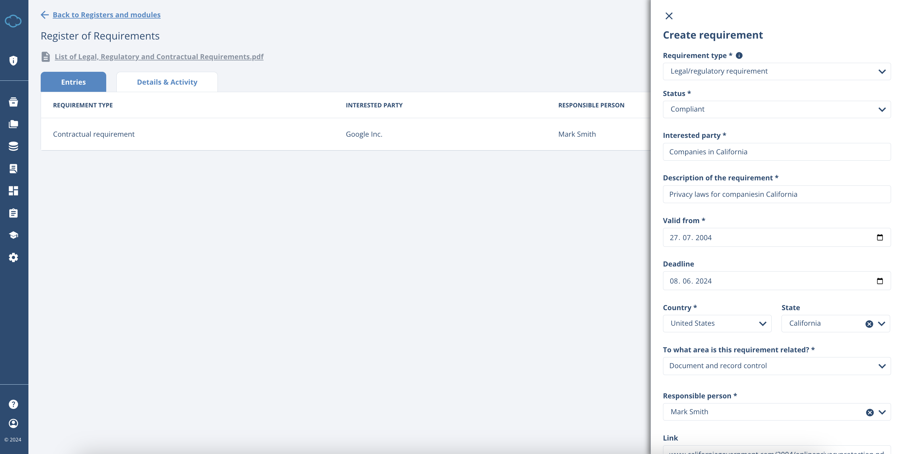 Register of Requirements Register of Requirements - Advisera Help Center
