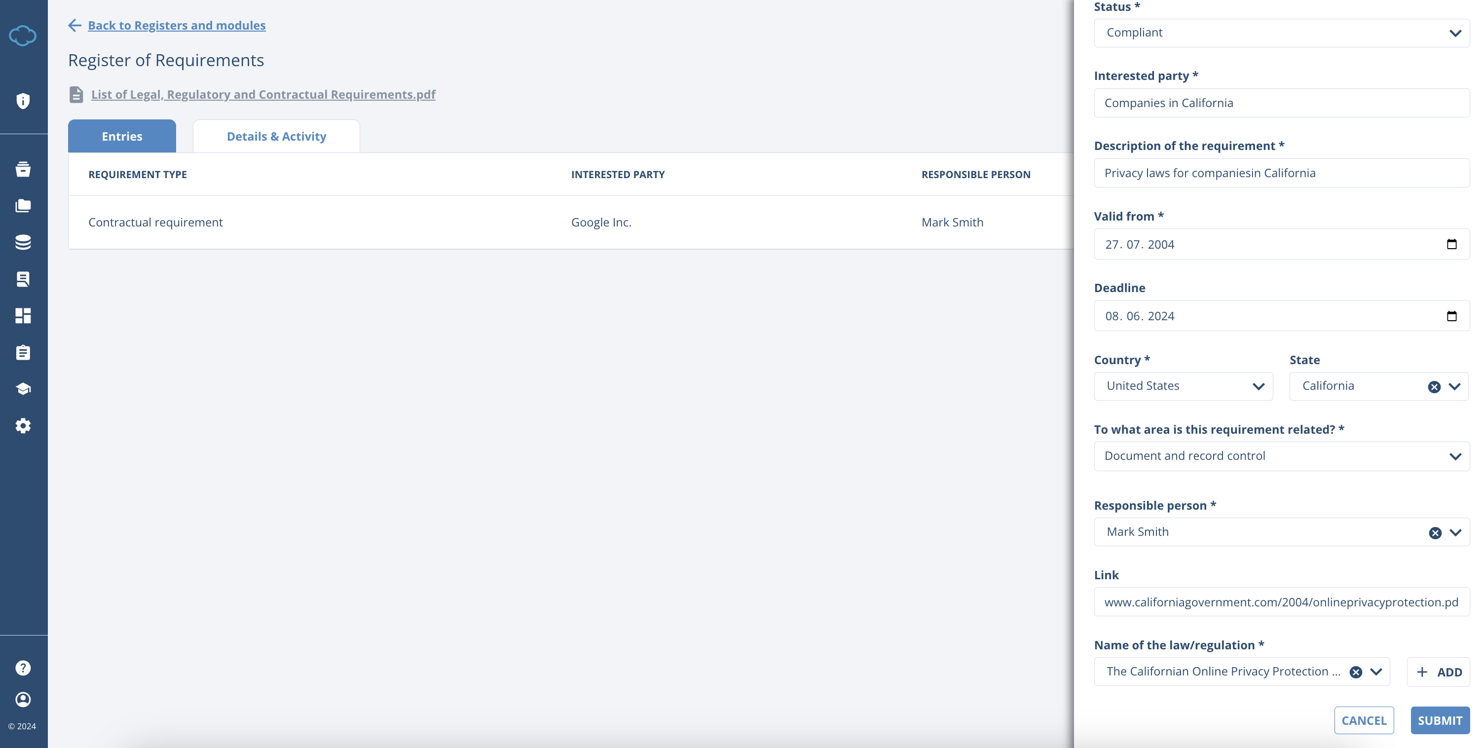 Register of Requirements Register of Requirements - Advisera Help Center