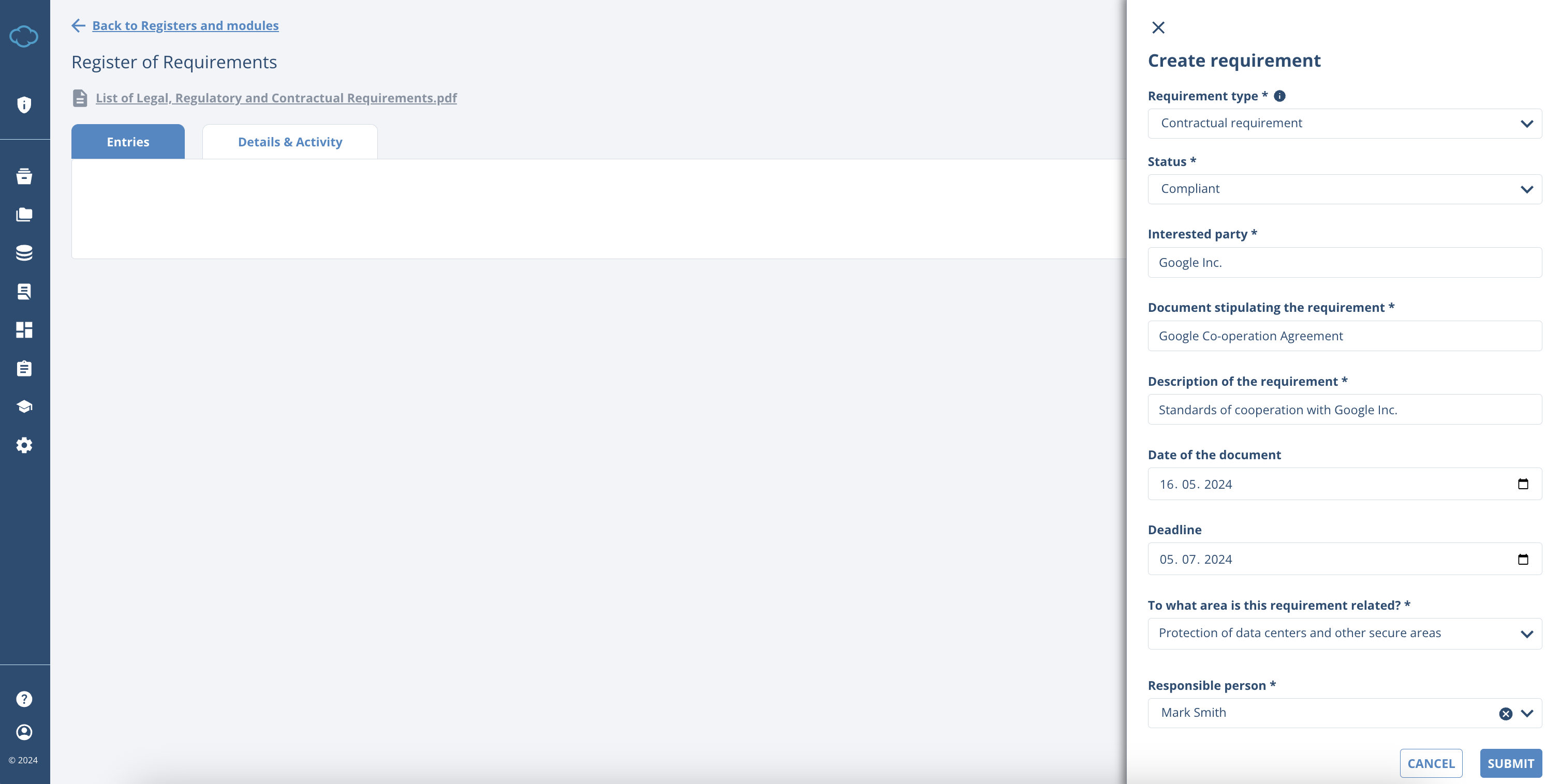 Register of Requirements Register of Requirements - Advisera Help Center