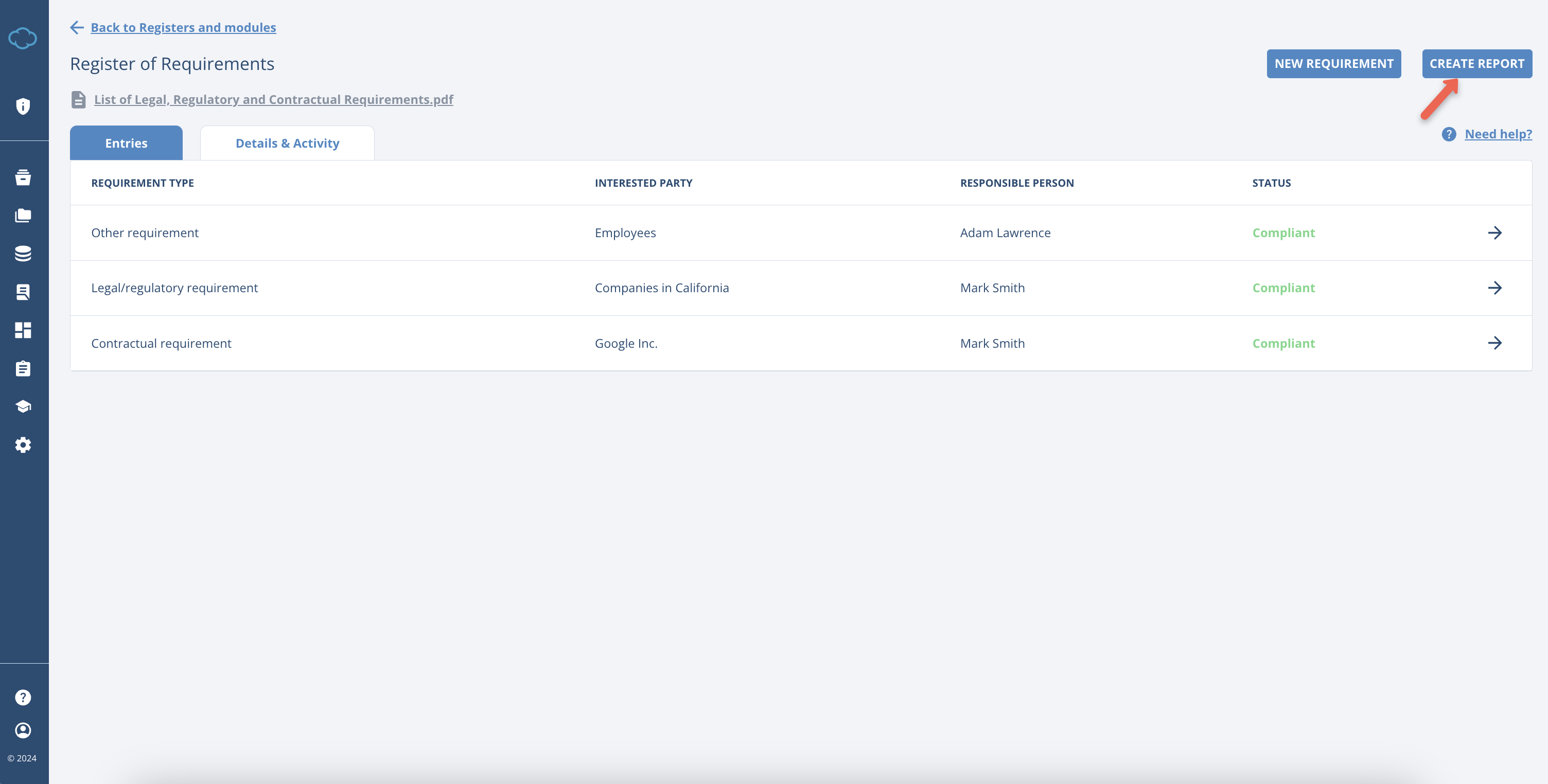 Register of Requirements Register of Requirements - Advisera Help Center