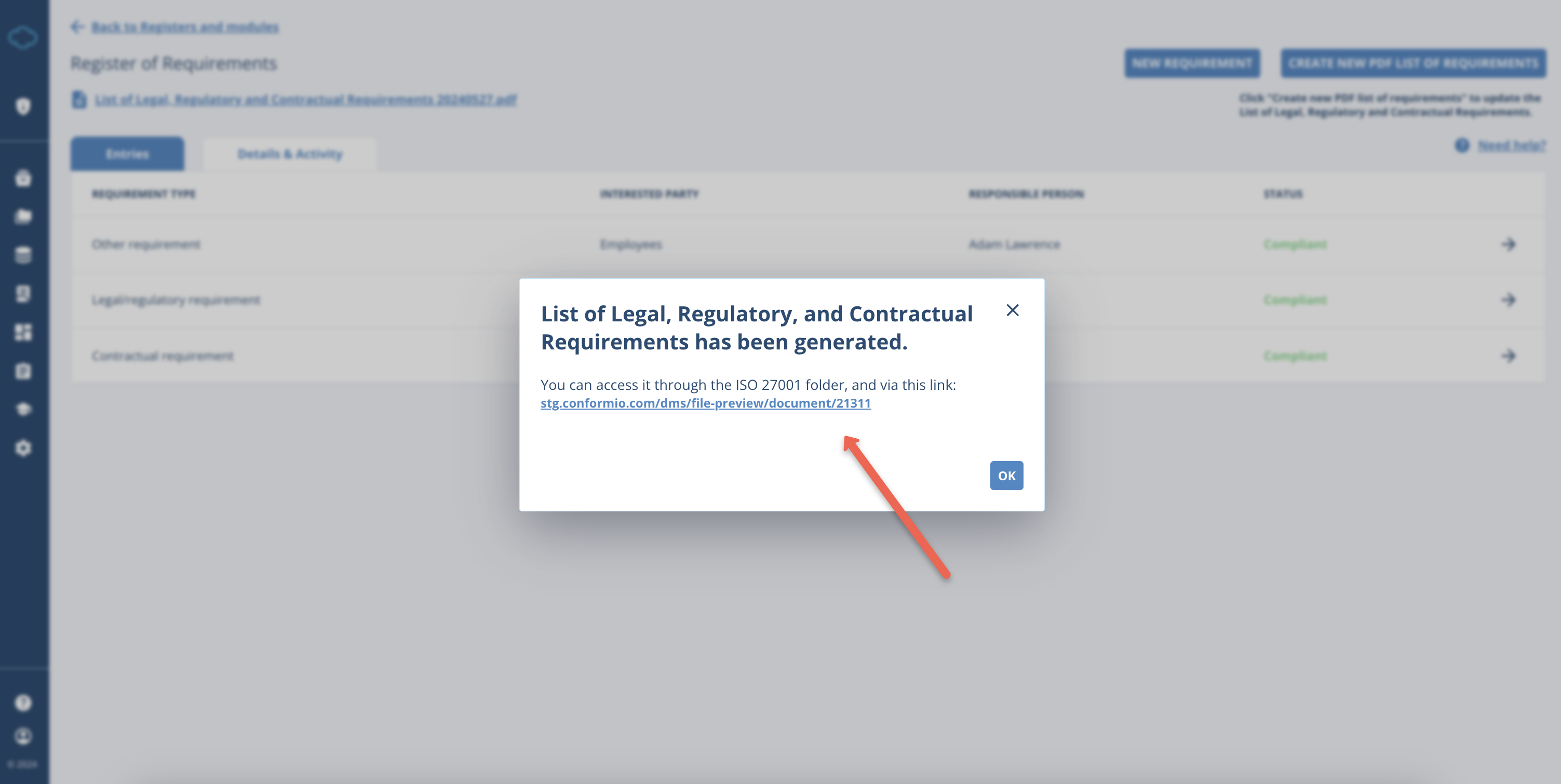 Register of Requirements Register of Requirements - Advisera Help Center
