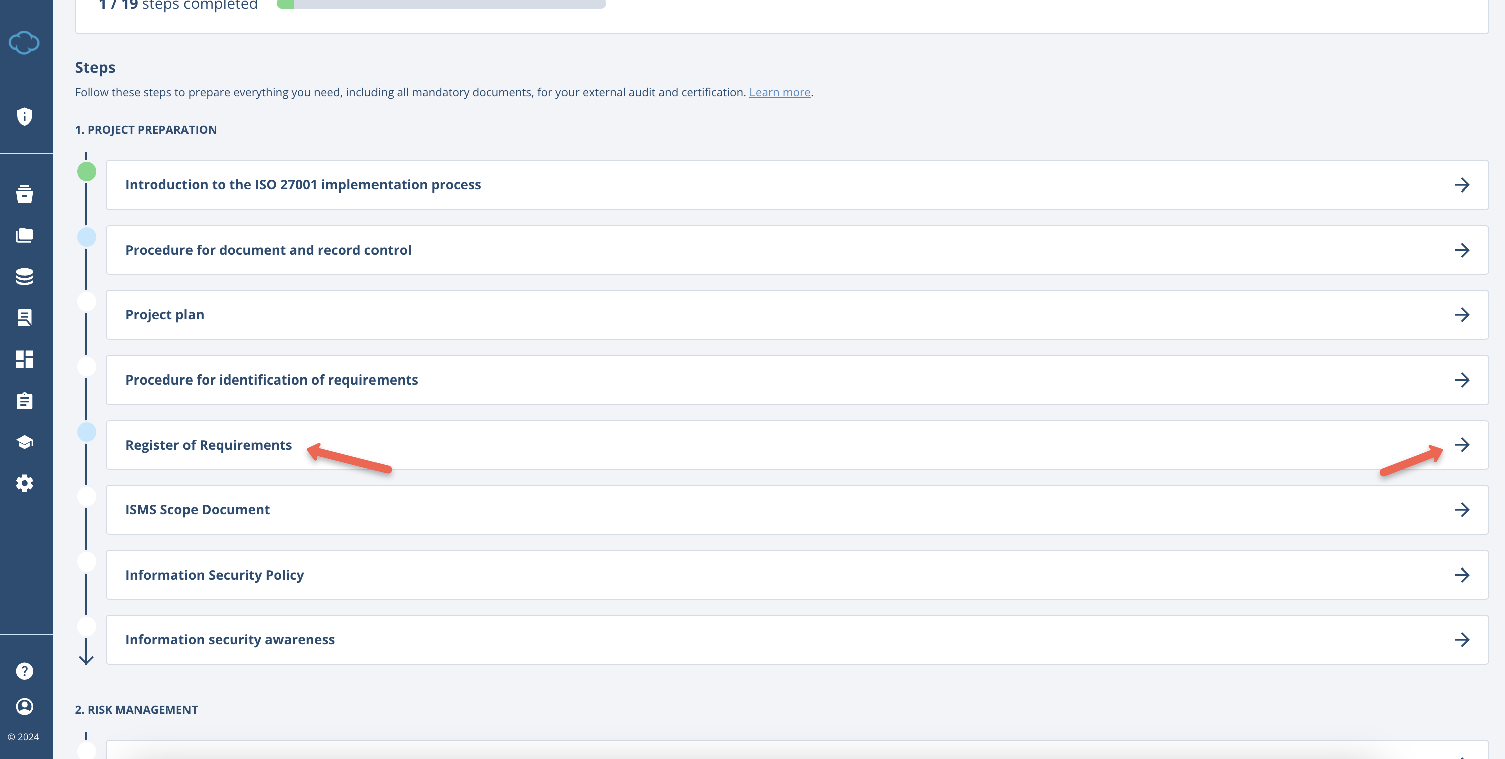 Register of Requirements Register of Requirements - Advisera Help Center