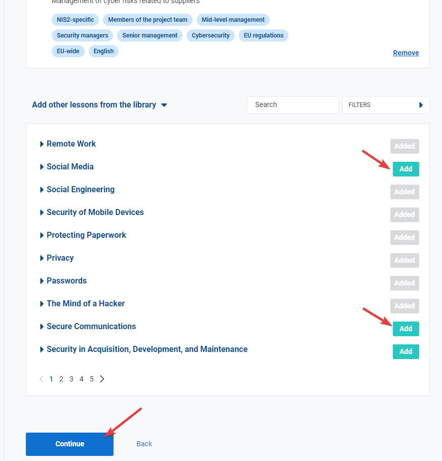 Setup new training - Advisera Help Center