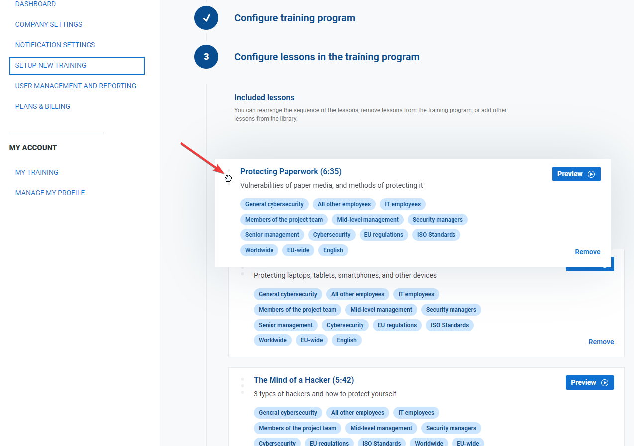 Setup new training - Advisera Help Center