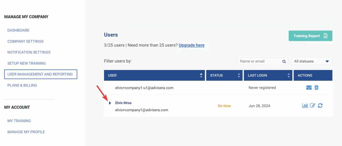 User management and reporting - Advisera Help Center