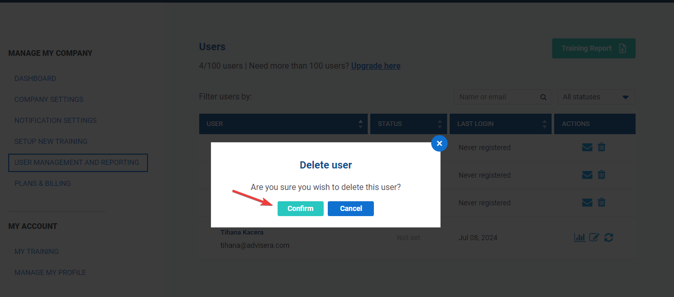 User management and reporting - Advisera Help Center