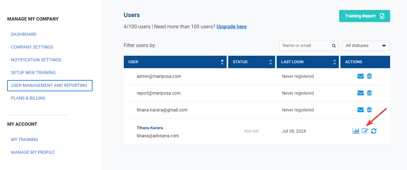 User management and reporting - Advisera Help Center