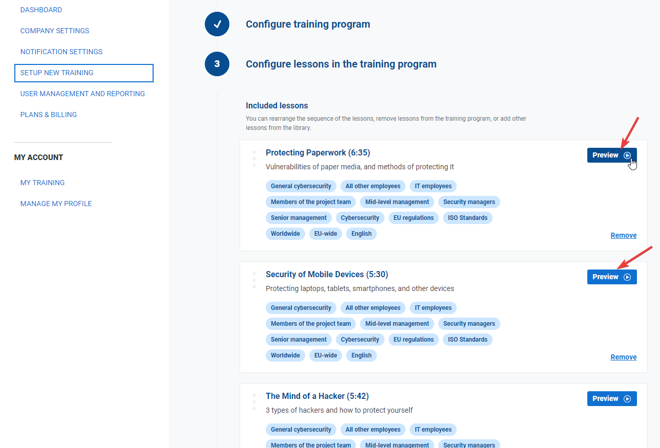 Setup new training - Advisera Help Center