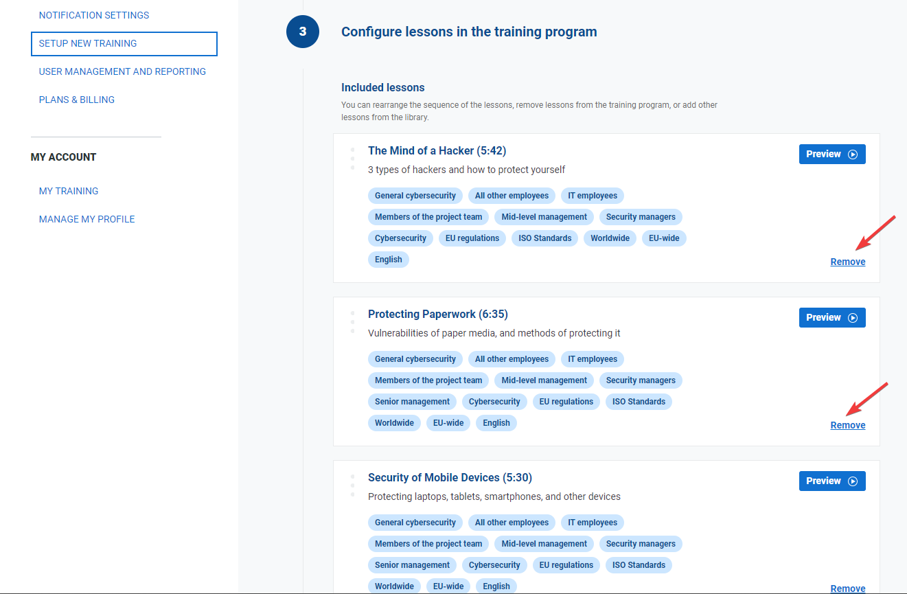 Setup new training - Advisera Help Center