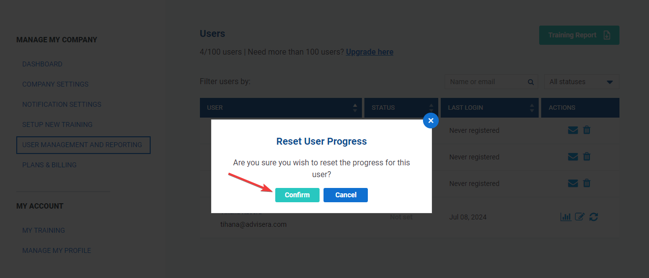 User management and reporting - Advisera Help Center
