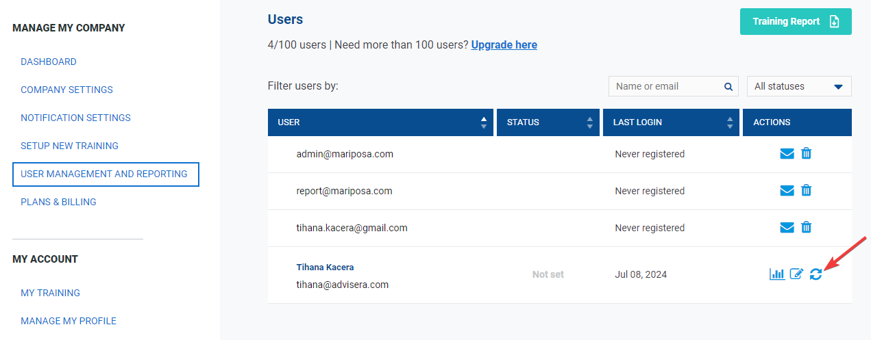 User management and reporting - Advisera Help Center
