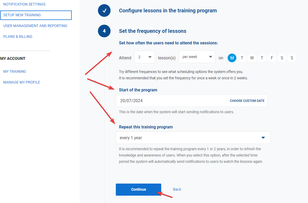 Setup new training - Advisera Help Center