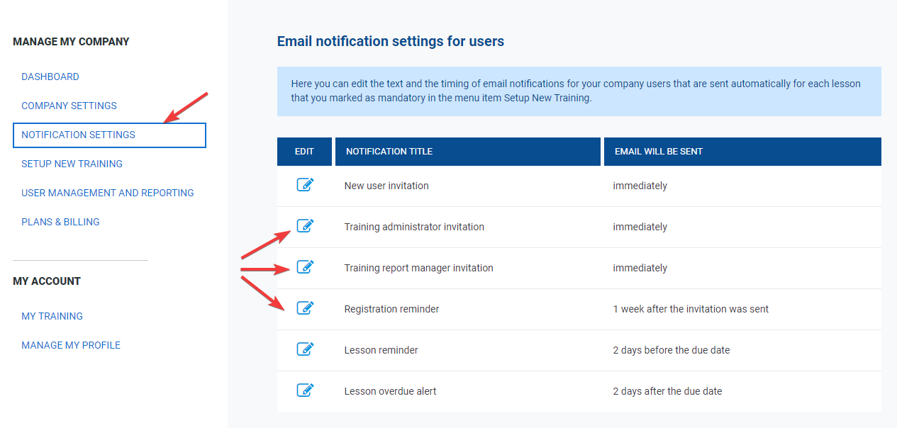 Notification settings - Advisera Help Center