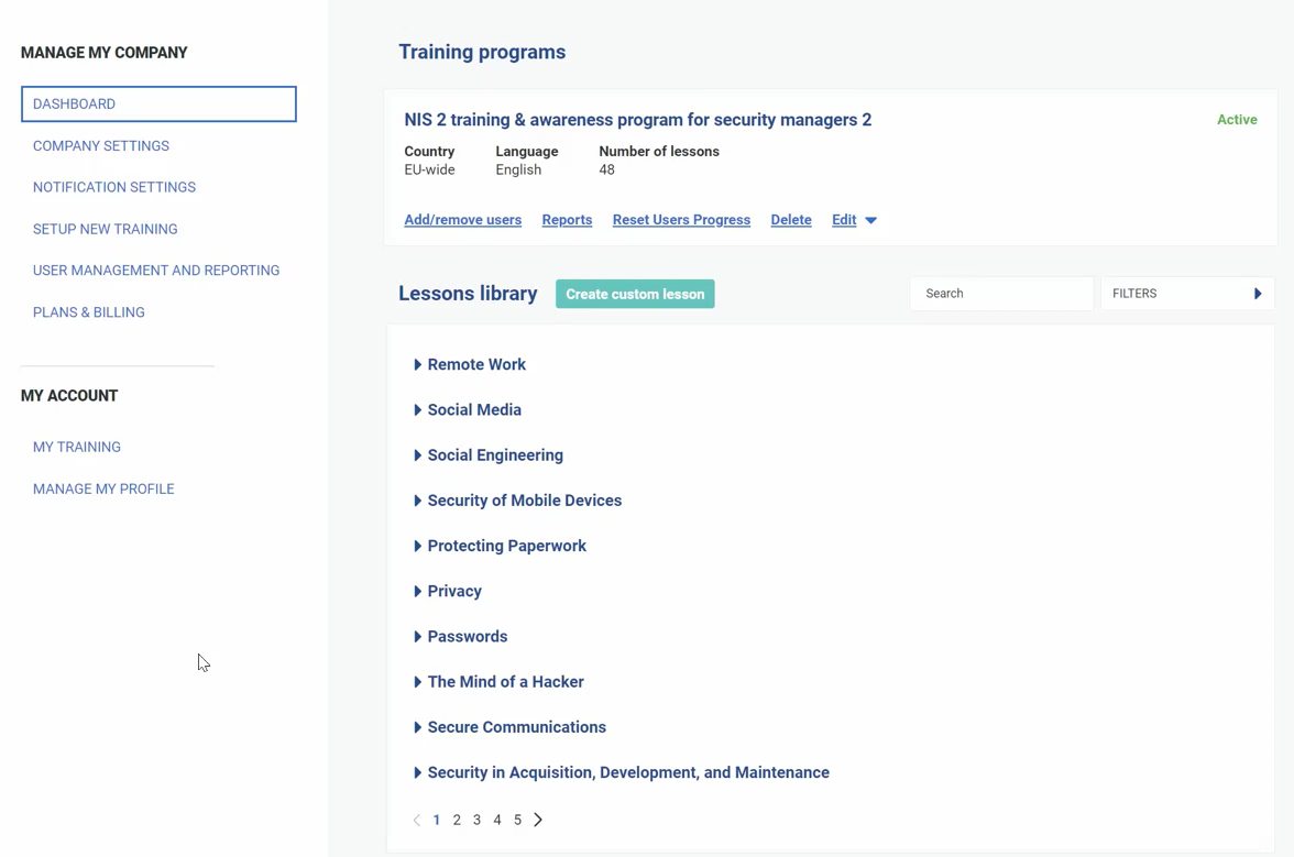 Setting up the first training - Advisera Help Center