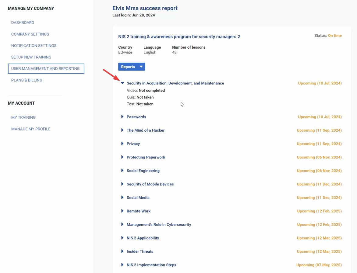 User management and reporting - Advisera Help Center