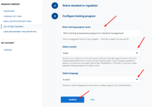 Setup new training - Advisera Help Center