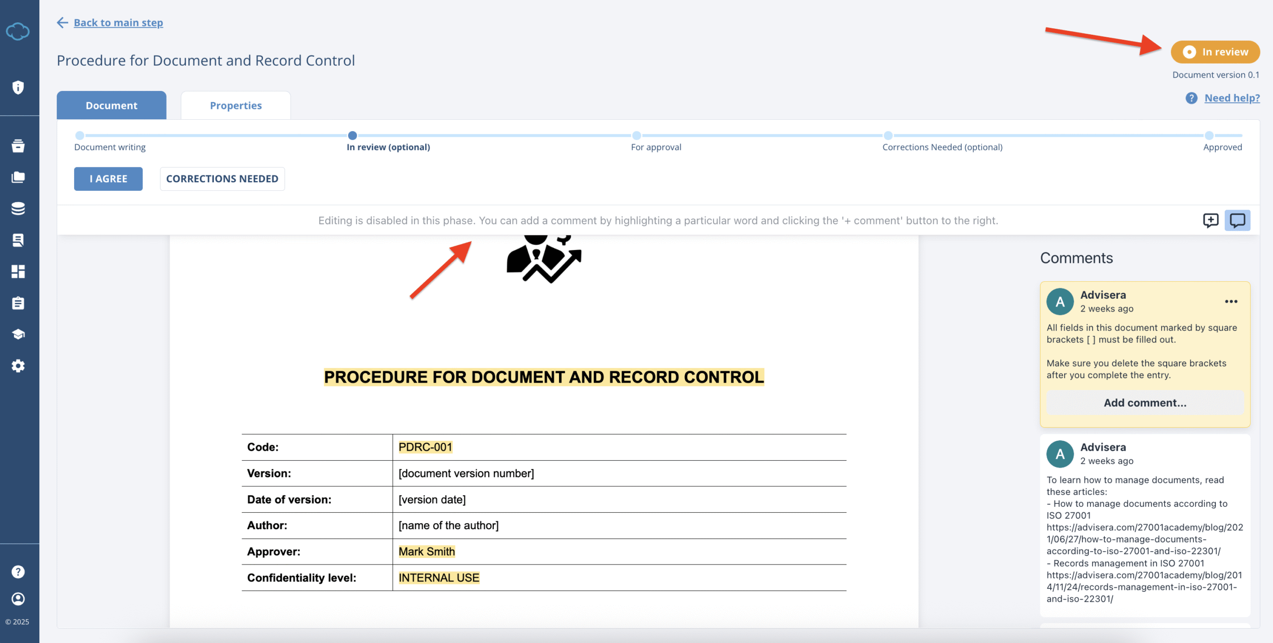 Working with Documents in Conformio Working with Documents in Conformio - Advisera Help Center