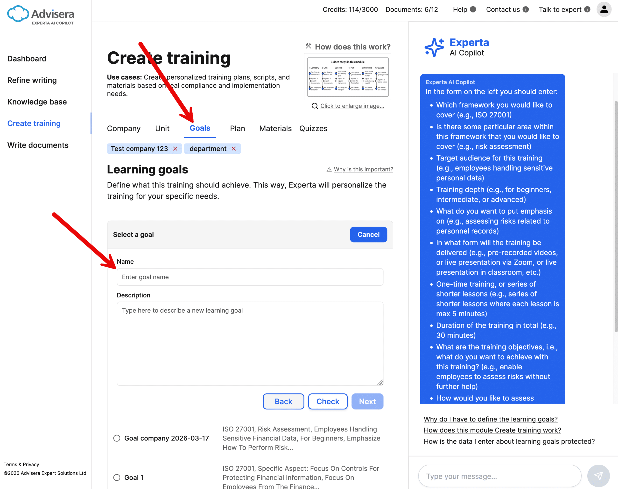 How to use the module Create training How to use the module Create training - Advisera Help Center