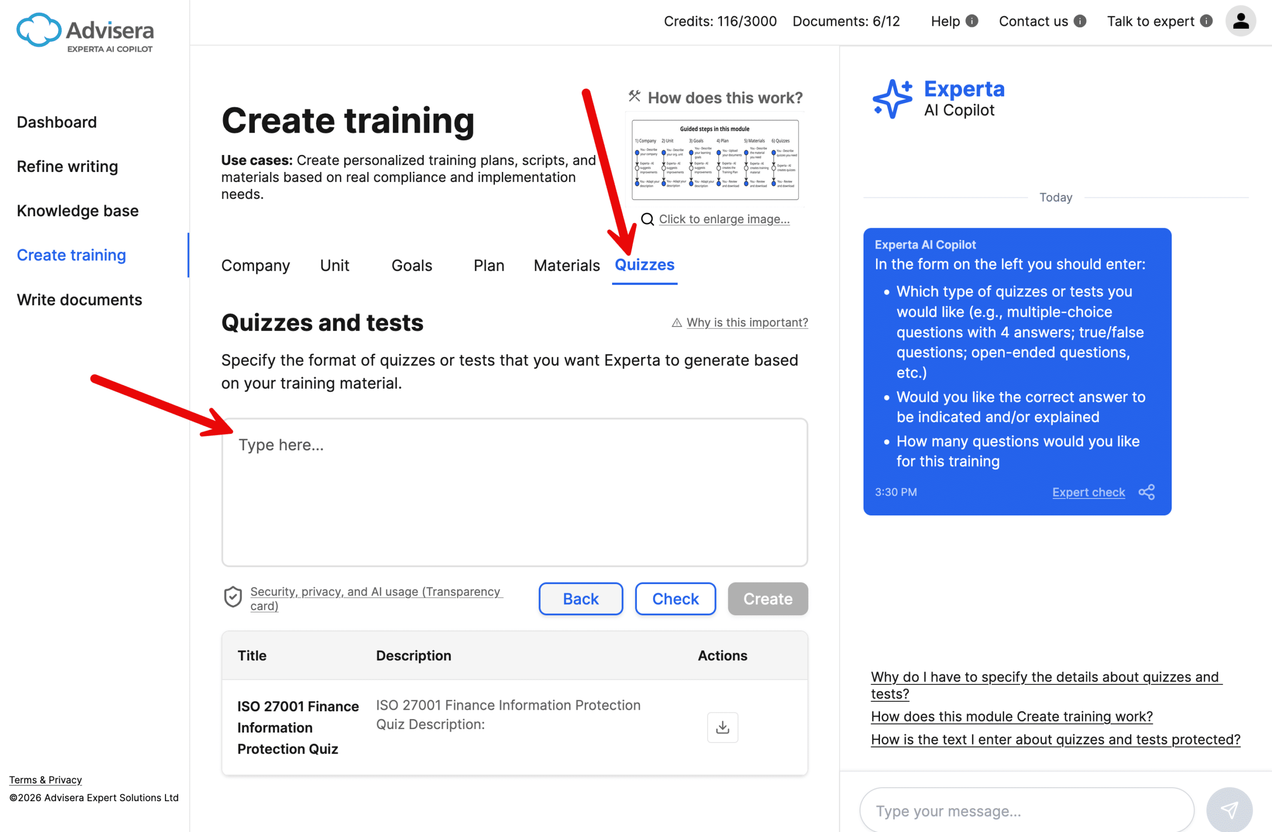 How to use the module Create training How to use the module Create training - Advisera Help Center