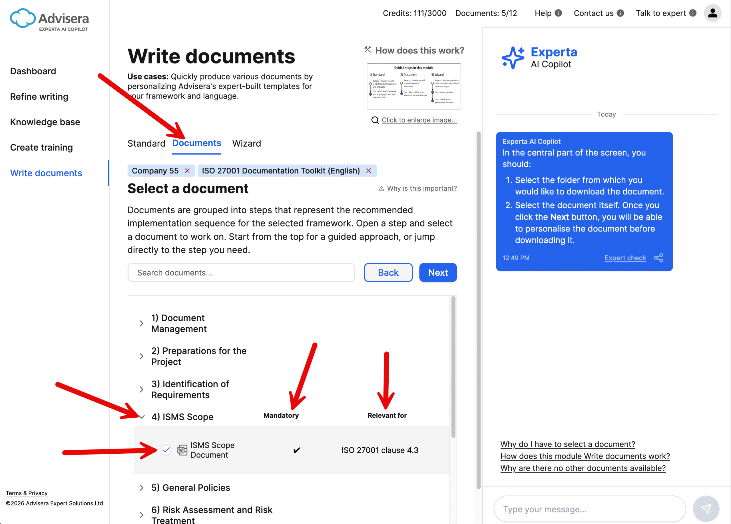 How to use the module Write documents How to use the module Write documents - Advisera Help Center