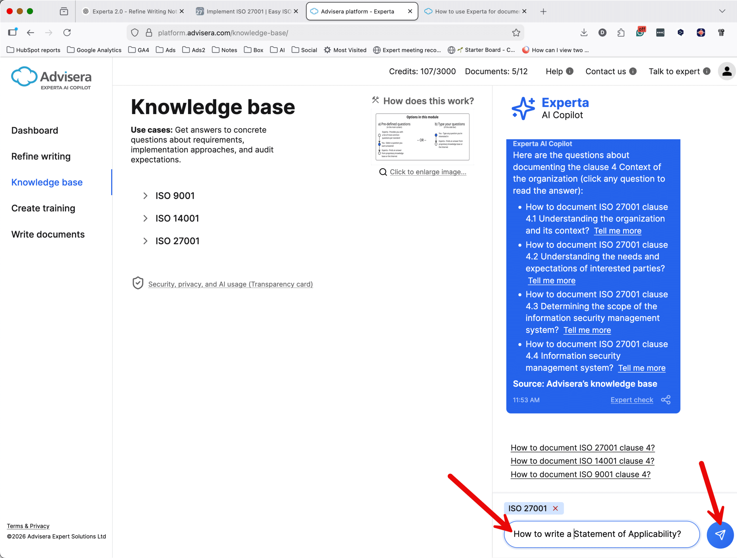 How to use Experta’s chatbot sidebar How to use Experta’s chatbot sidebar - Advisera Help Center