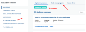 Set up new training Set up new training - Advisera Help Center
